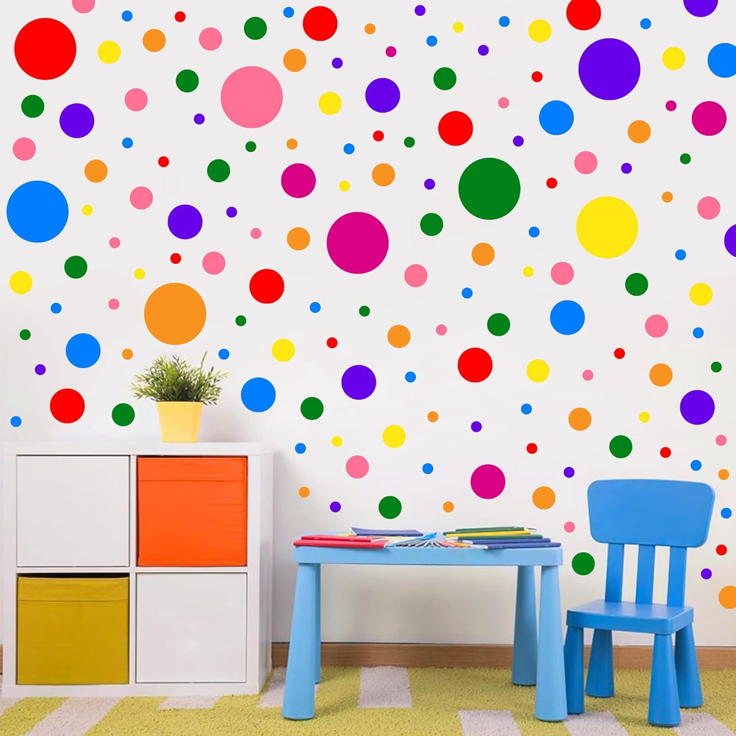 1240Pcs Polka Dot Wall Decals Colorful Boho Wall Decal Peel and Stick Kids Decal