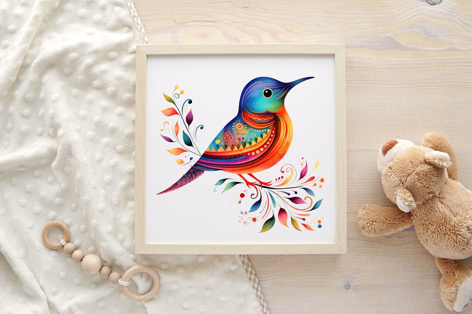 Colorful Doodle Bird UV DTF Transparent Sticker / Decal