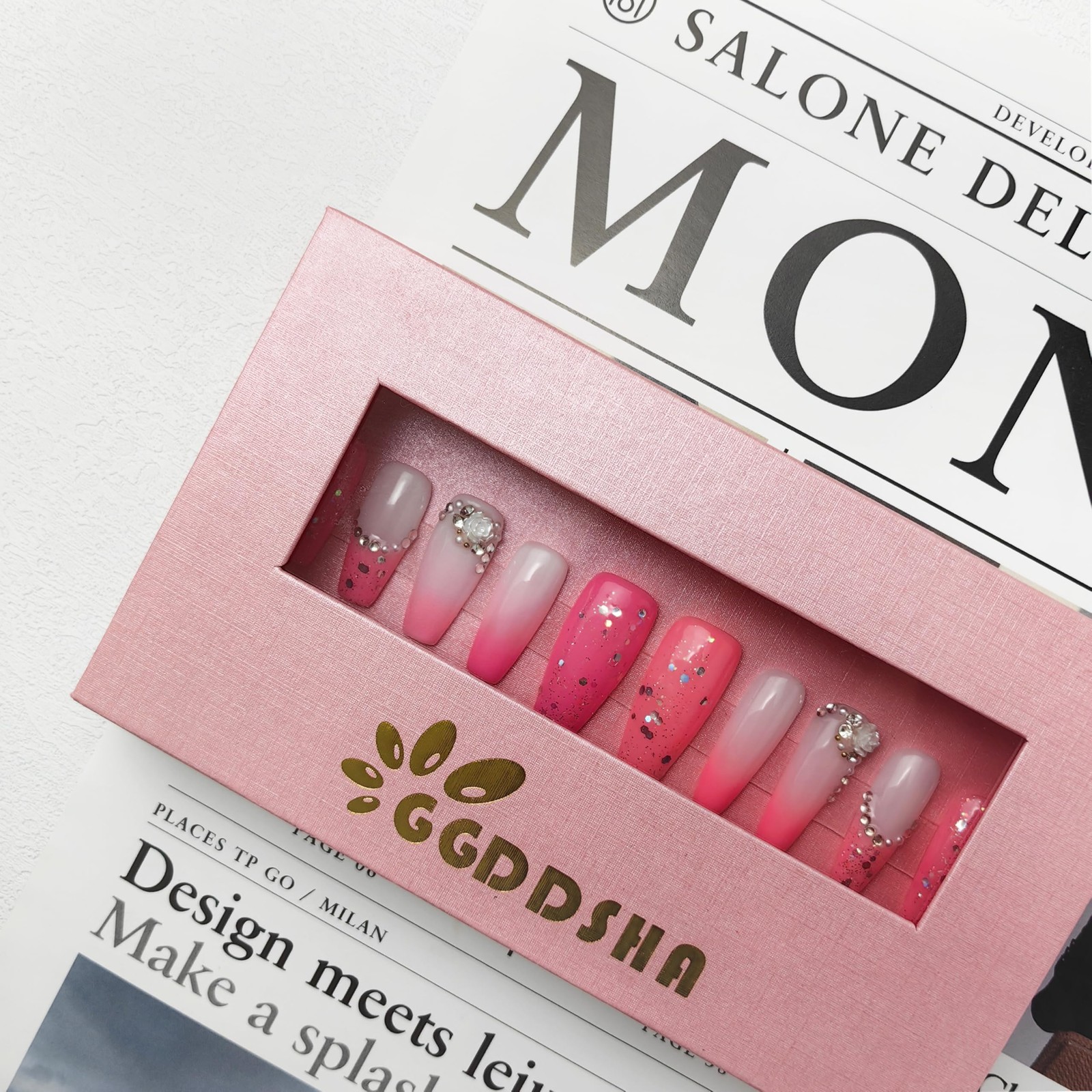 GGddsha Nails Handmade Pmma Acrylic Nails Press On NailsShort Reusable Fake Fals