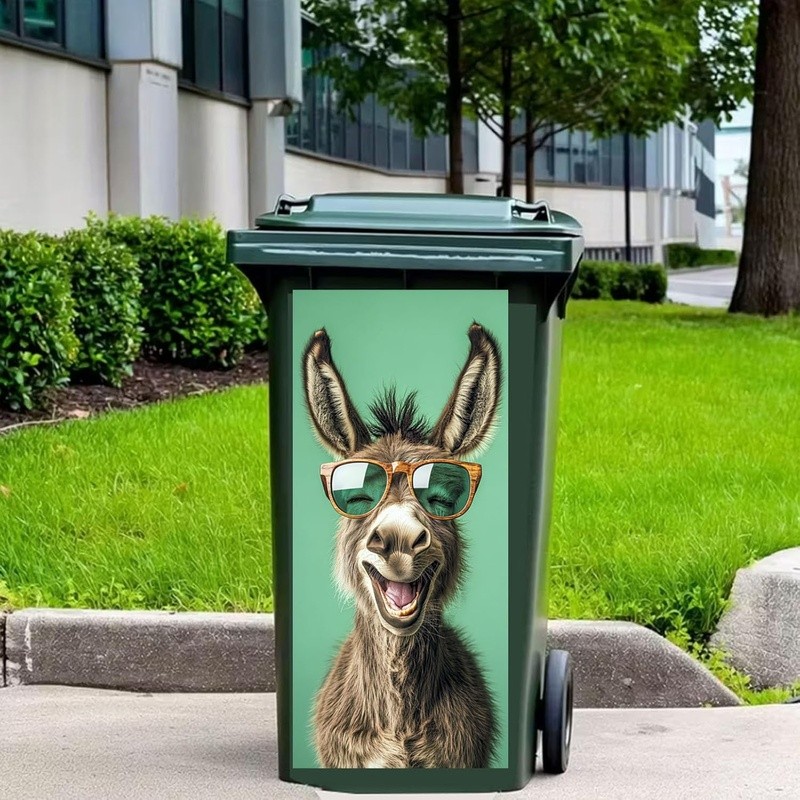 Funny Animal Pattern Trash Can Decal Large Bin Sticker DIY Decorative Vinyl New
