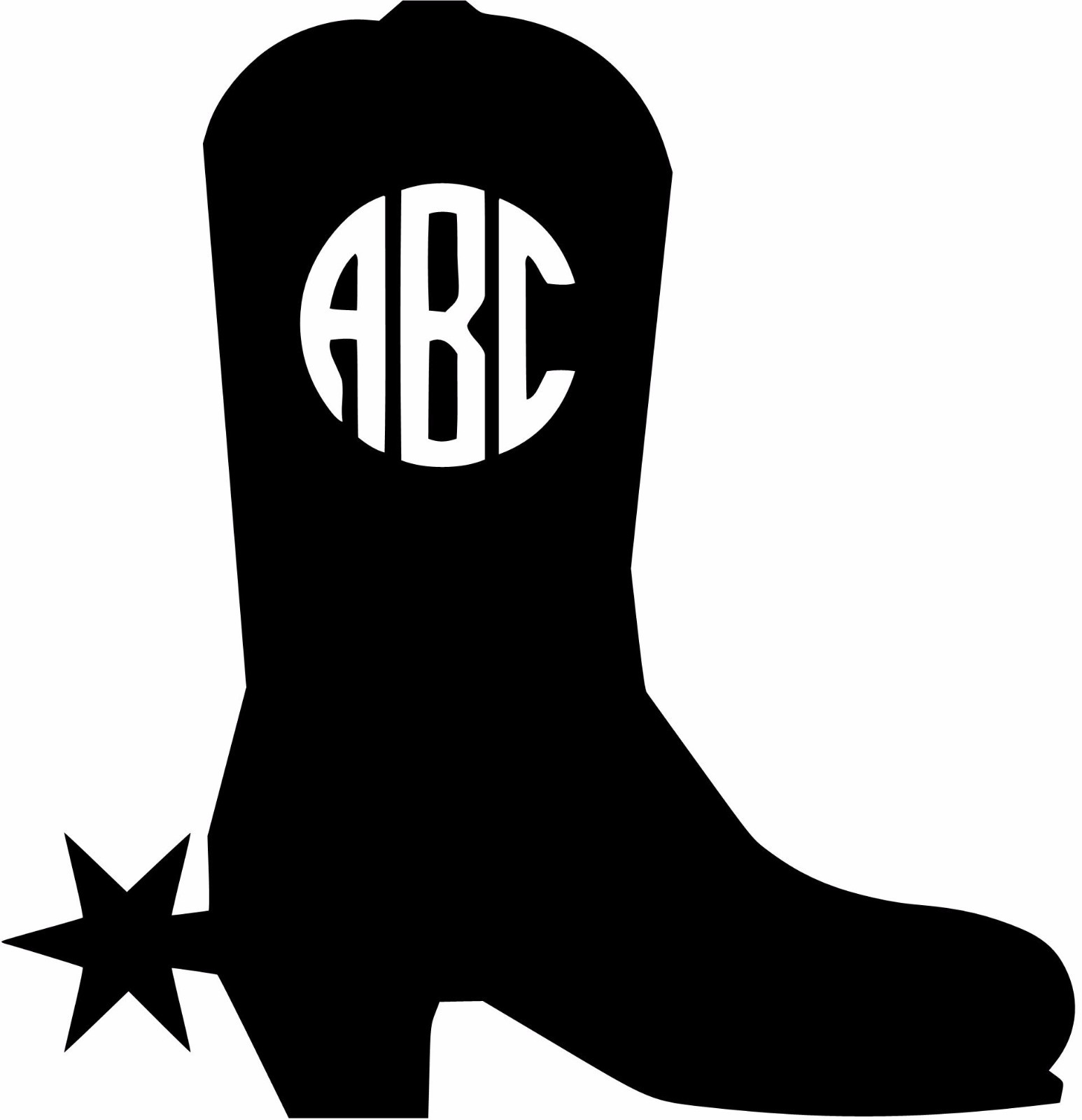 Custom Cowboy Boot Monogram Initials Vinyl Decal U Pick SIZE + COLOR