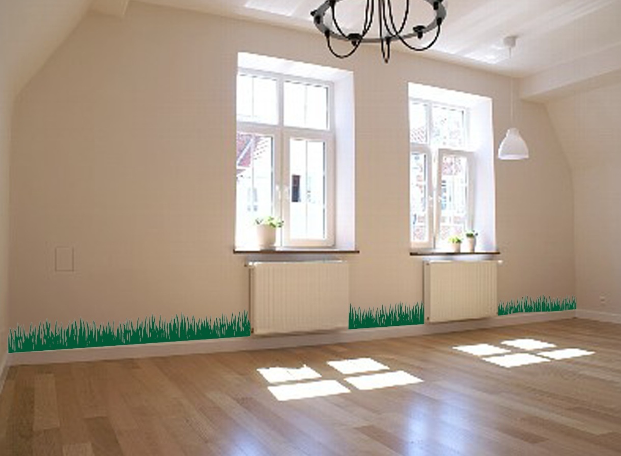 Large Wall Grass Border Trim Baby Nursery Decal Green Tree Forest Art Pasture
