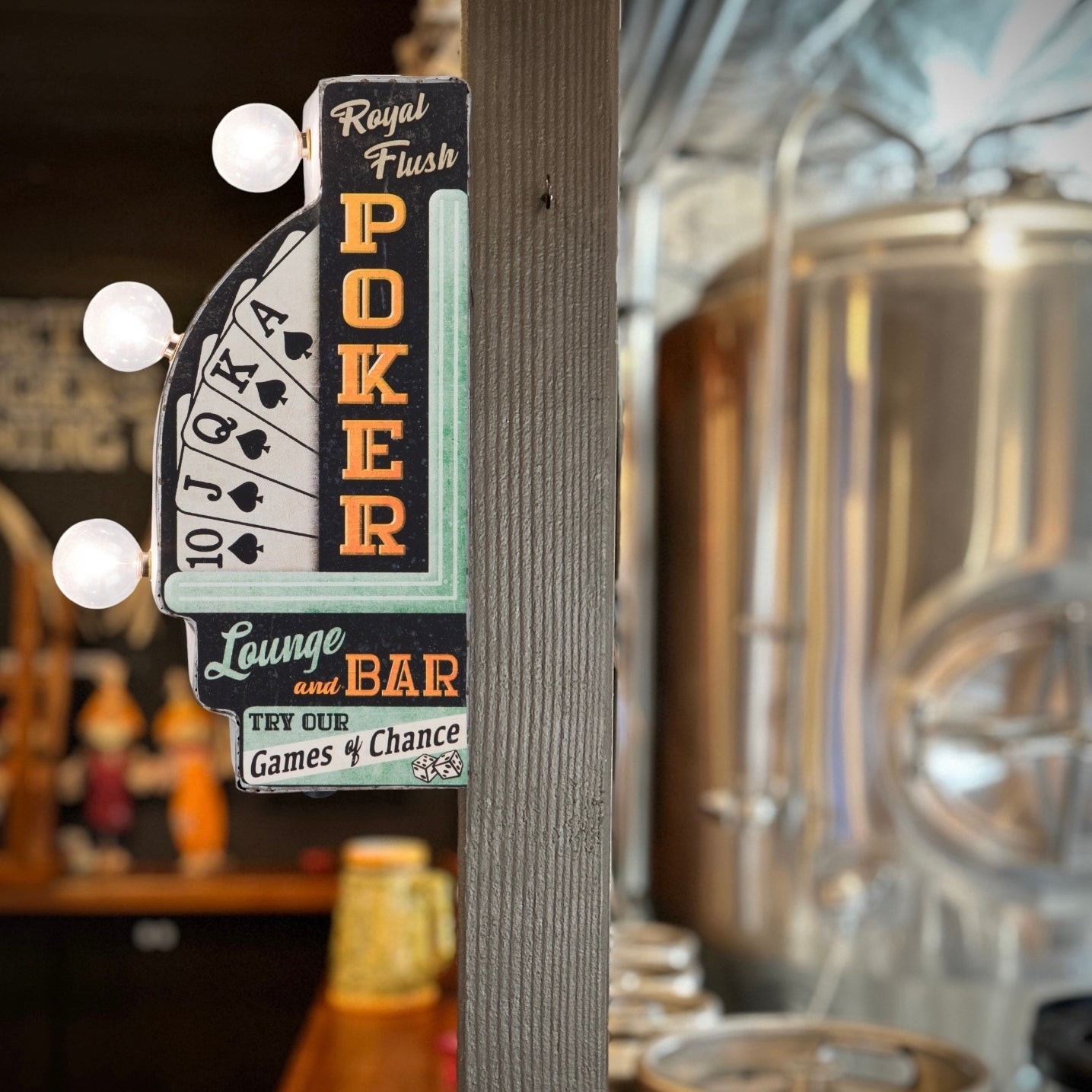 Poker Lounge and Bar Double-Sided Retro Vintage Inspired LED Light Sign Decor