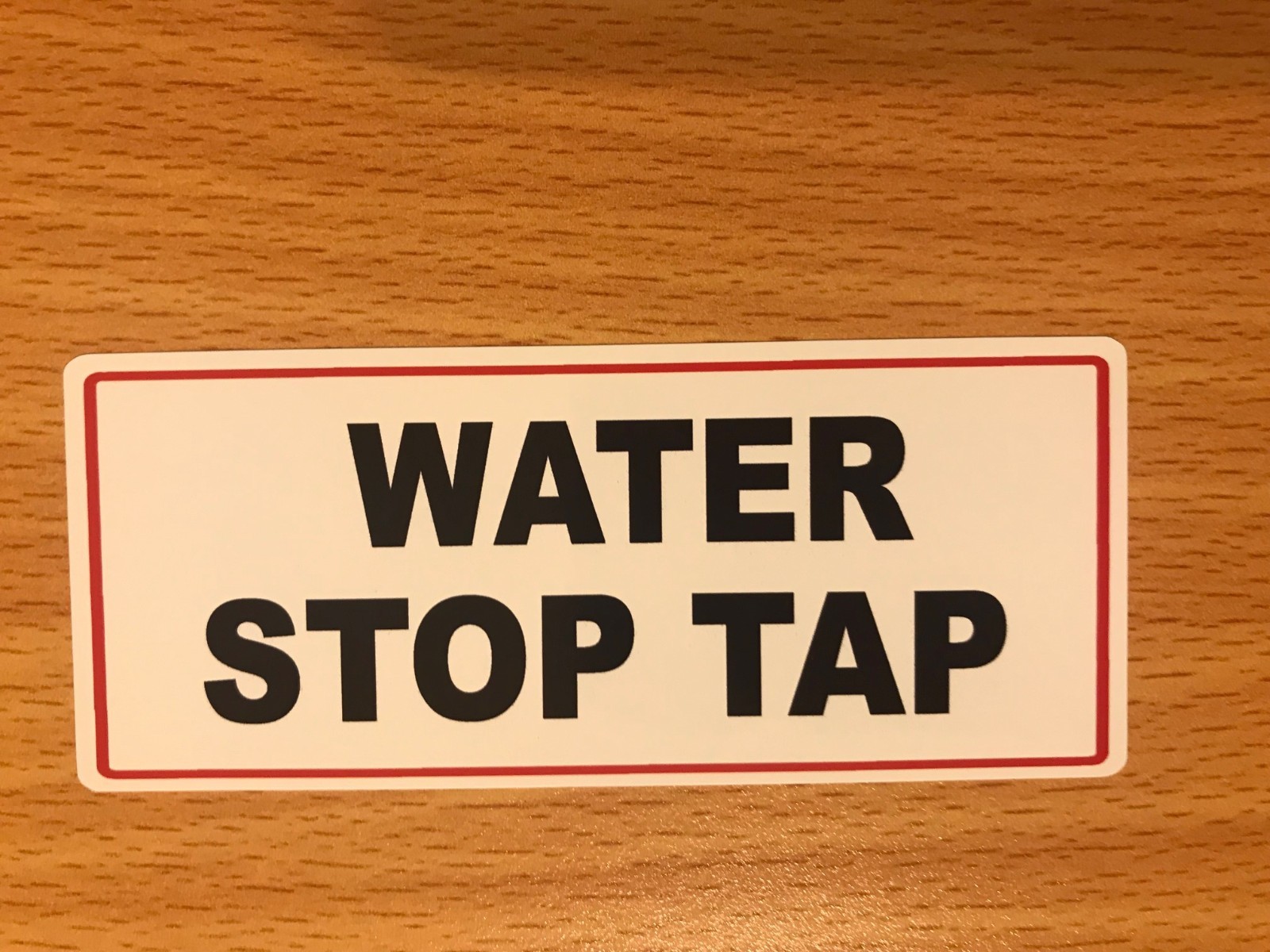 WATER STOP TAP – VINYL WATERPROOF SIGN / STICKER – CHOICE OF SIZES