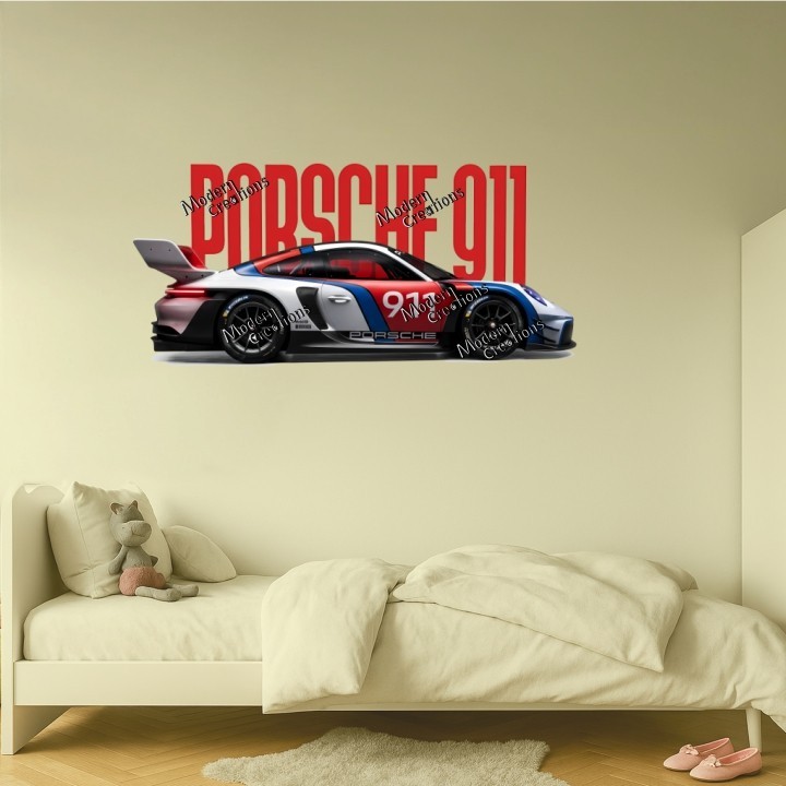 Porsche 911 Sports Car Wall Stickers Room Decor Vinyl Decal Mural Home Art DIY