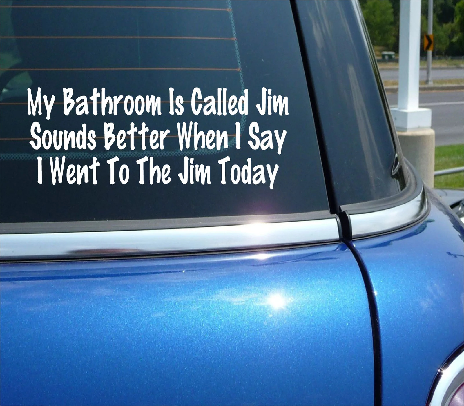 MY BATHROOM IS CALLED JIM SOUNDS BETTER WHEN I SAY DECAL STICKER FUNNY CAR TRUCK