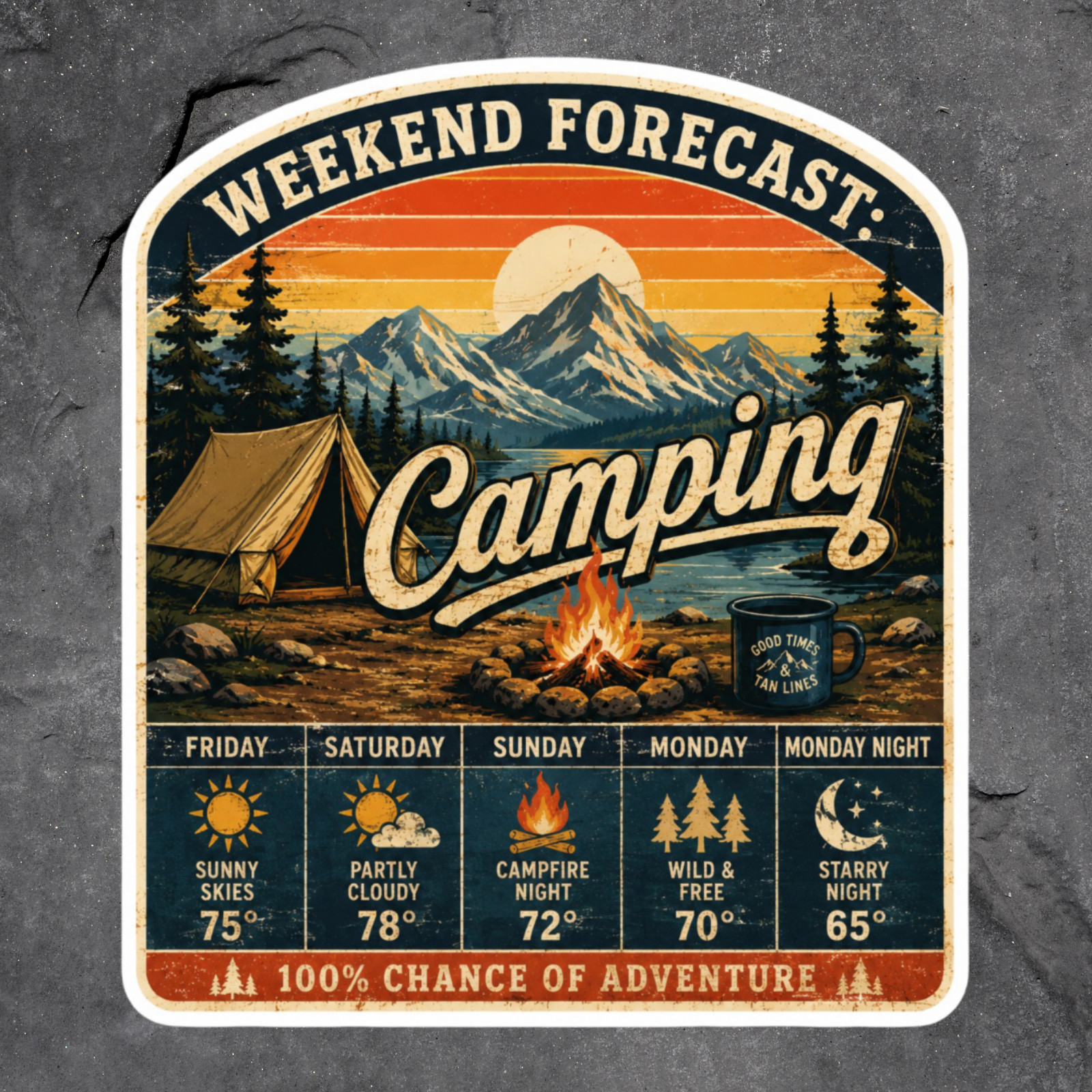 Camping Sticker Vinyl Decal Weekend Forecast Camping Adventure Outdoors