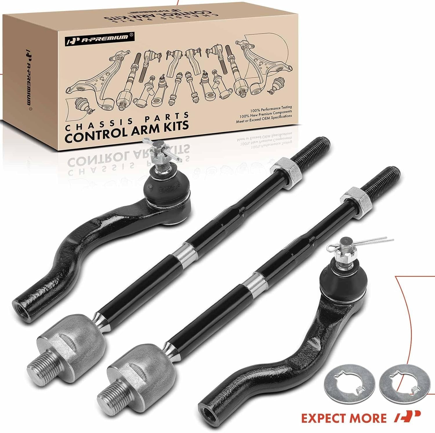 Set of 4 Front Inner and Outer Tie Rod End Kit for Honda CR-V CRV 2017-2023 Gas
