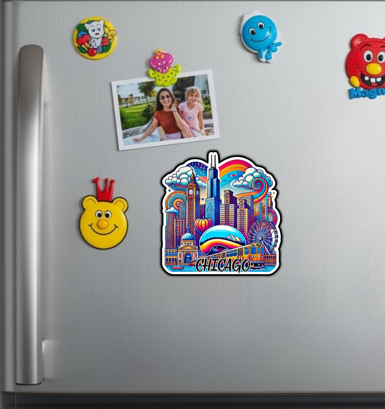 Chicago Illinois Windy City Fridge Magnet or Laptop Sticker
