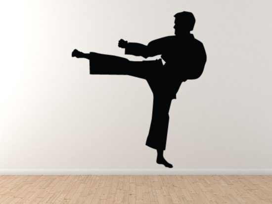 Sport Silhouette – Karate Martial Artist High Kick Version 1 – Vinyl Wall Decal