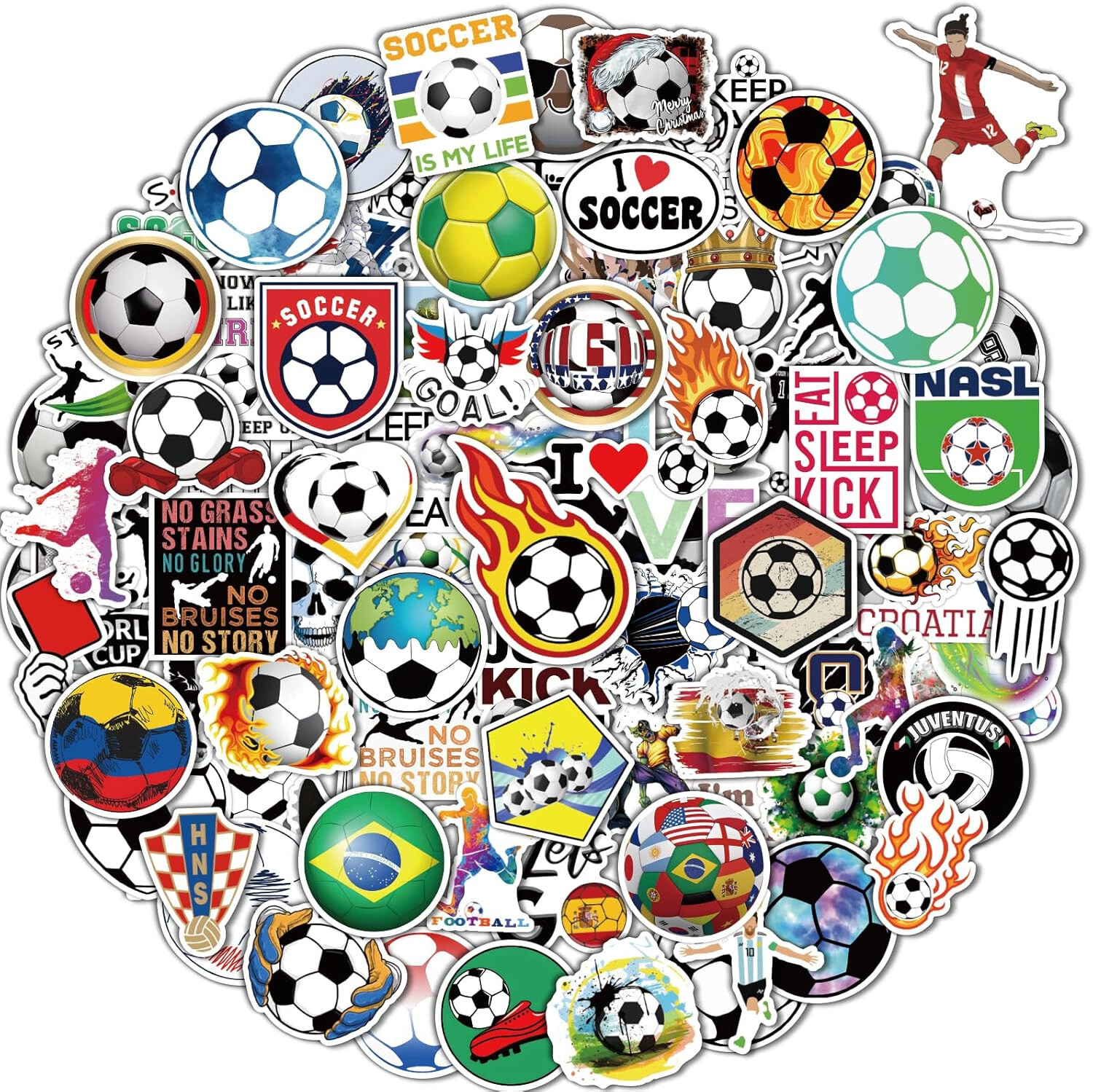 100 Pcs Soccer Team Club Fans Logo Sport Stickers for Boys 2022 World Cup NEW