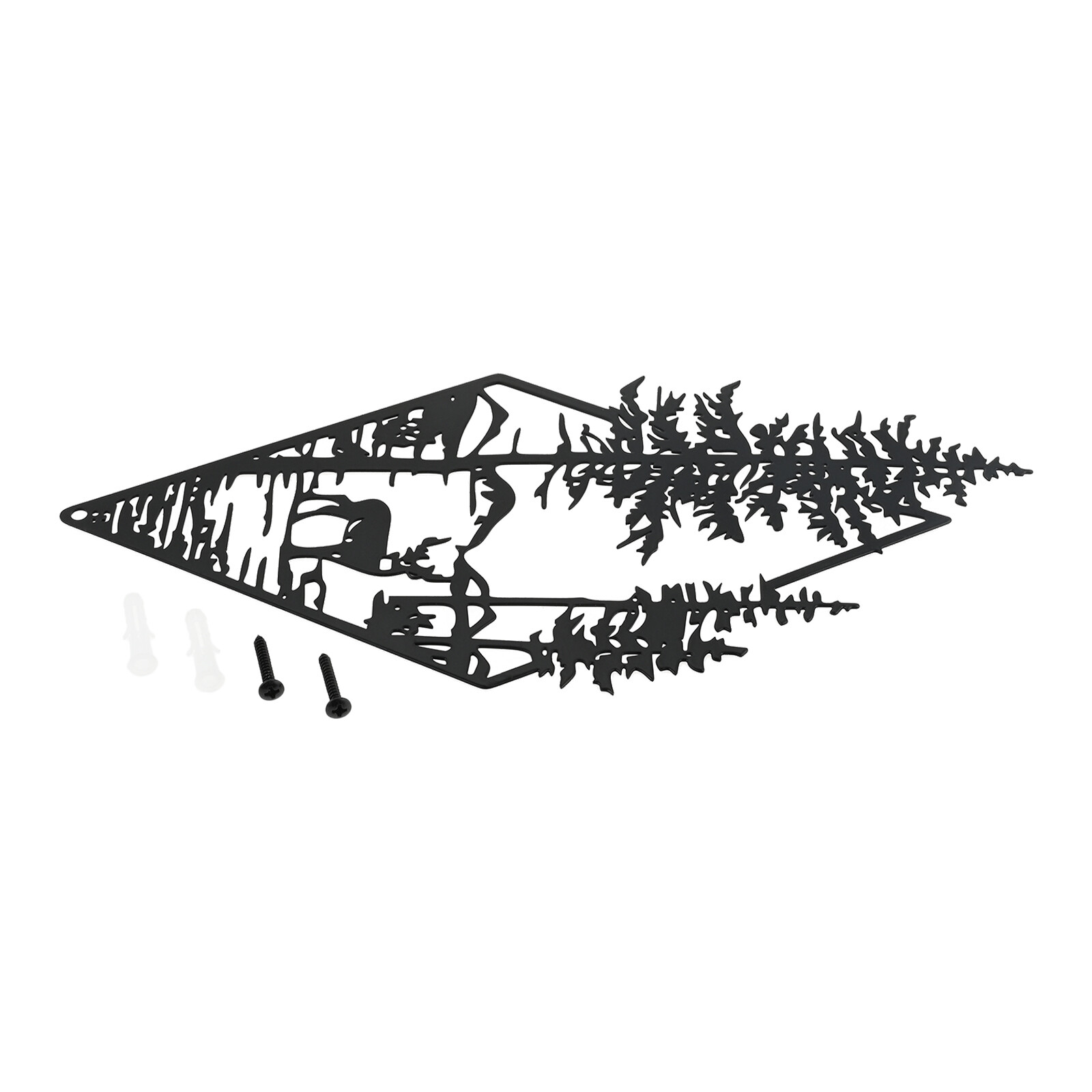 Metal Rhombus Deer & Forest Wall Art Decoration for Living Room Bedroom Kitchen
