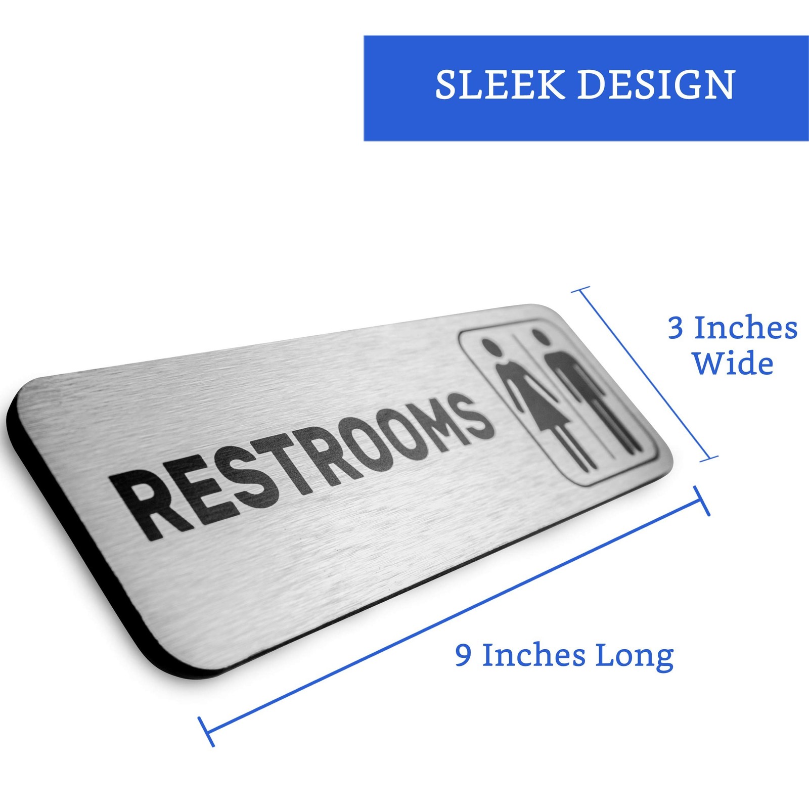 Men and Women + Restrooms Sign (Brushed Aluminum) – Bathroom Signs for Busine…