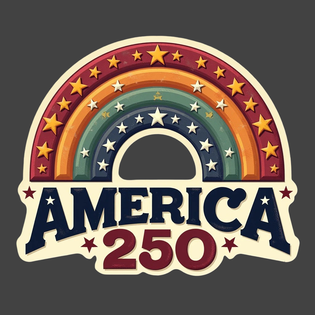 America 250 Sticker Vinyl Decal Retro Rainbow Patriotic USA 2026 Anniversary