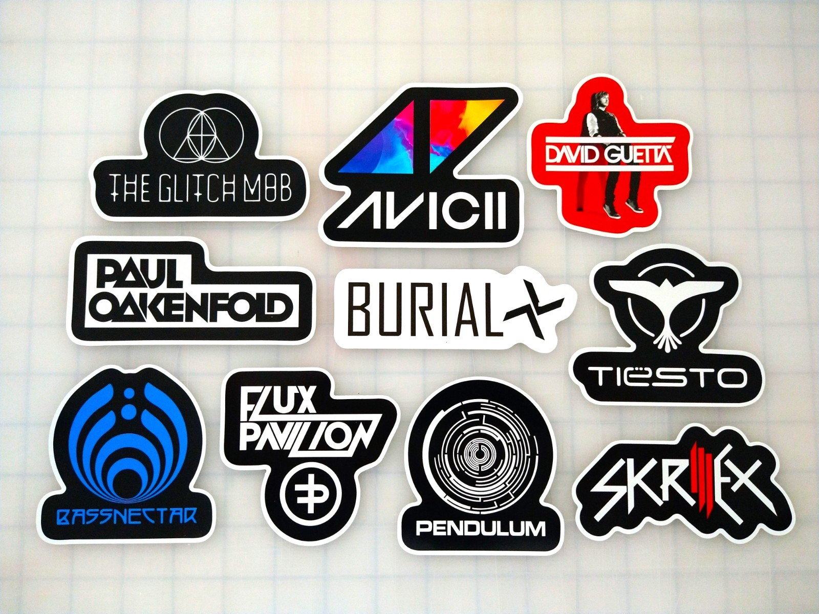 Electronic Dance Indie Vinyl Sticker Lot (10 Pack) SET 3 avicii skrillex tiesto