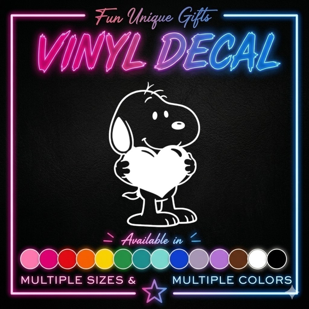 Snoopy Heart Vinyl Decal Sticker -Multiple Colors & Sizes- SHIPS FREE!