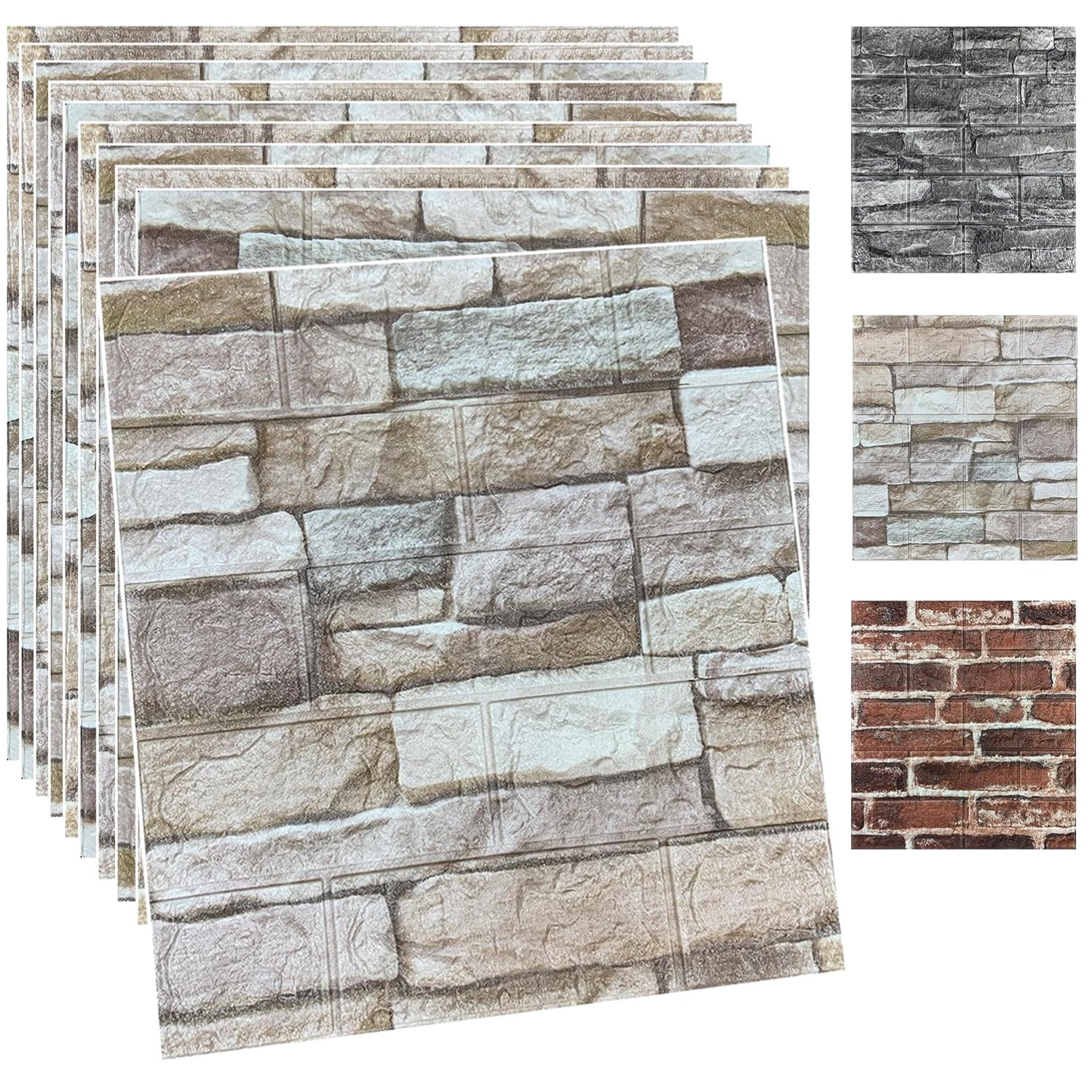 3D Brick Wall Panels Foam Peel & Stick Wallpaper, 20PCS