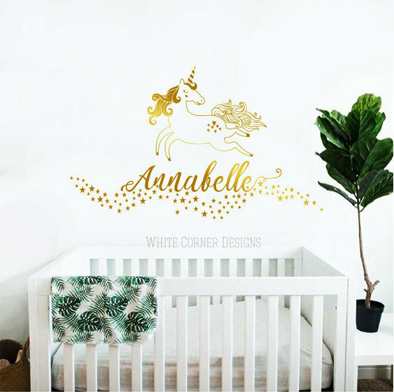 Unicorn Wall Decal, Custom Name Decal, Vinyl Wall Decal, Unicorn Decal ga116