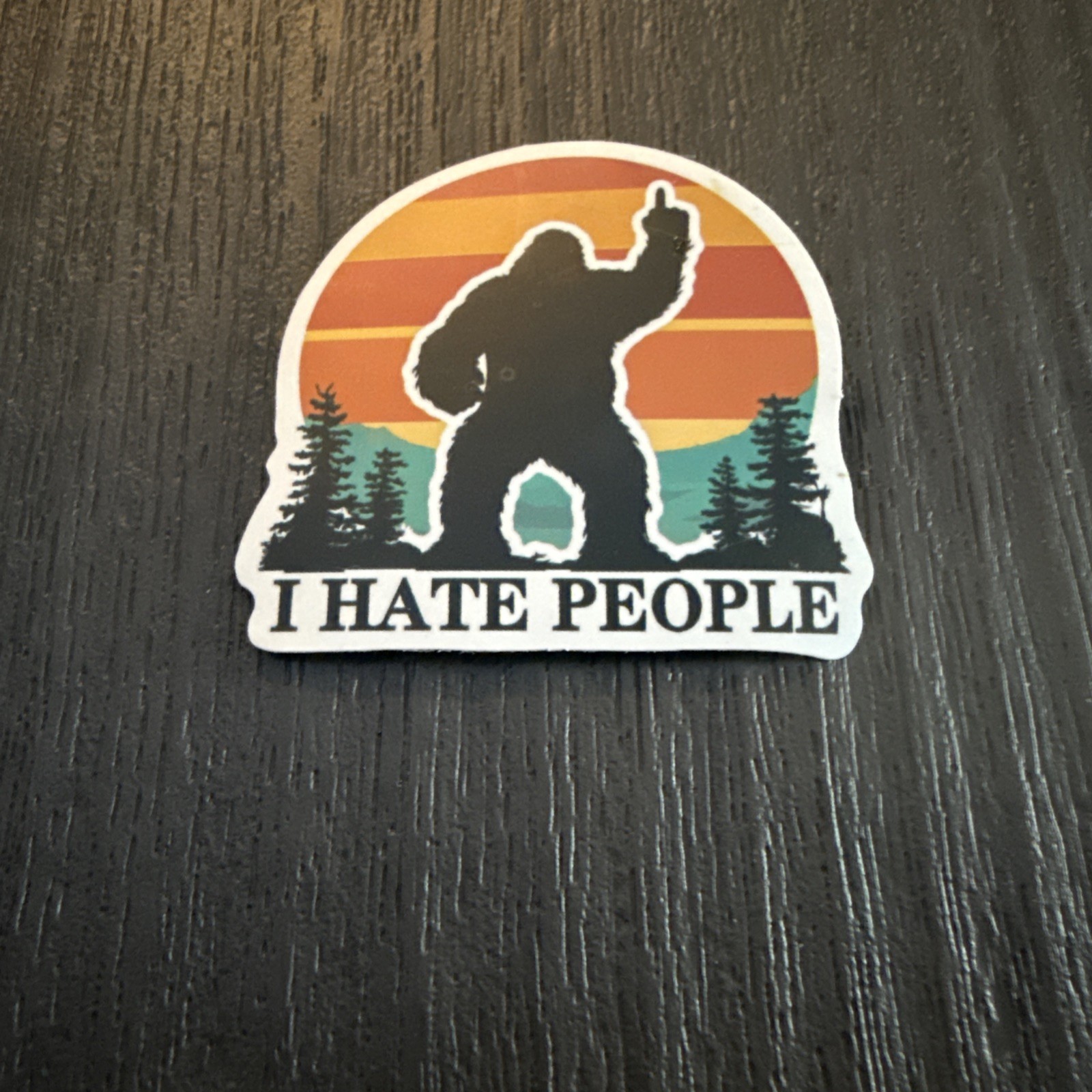 Big Foot Yeti Sasquatch Vinyl Sticker 3×3 Inches Round “I Hate People”