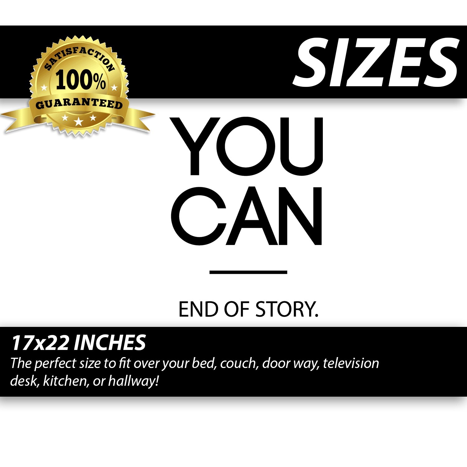 You Can End of Story Motivational Wall Decal Sticker Quote Home Gym Office Decor