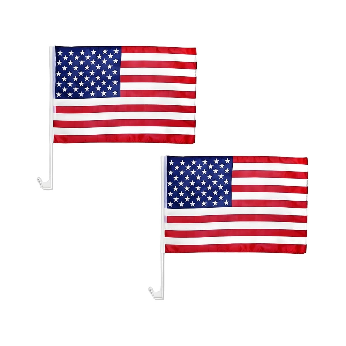 2 Pack 17×12 Inch American Car Flags with Window Clip Vehicle Window Mount Flag