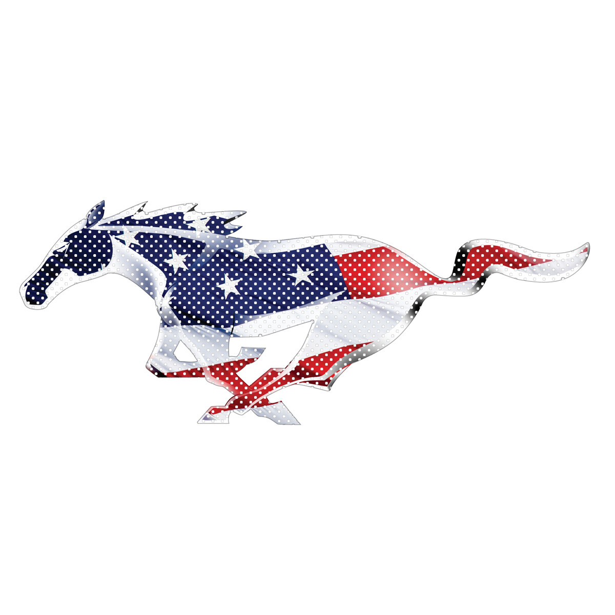 24" Mustang USA Flag 3M Perforated Unobstructed View Window Decorative Decal