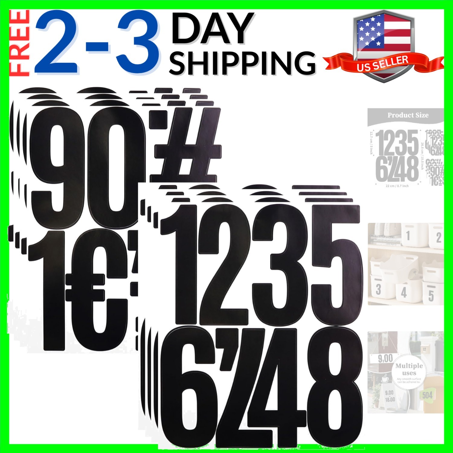 5 Inch Vinyl Number Stickers,88 Pieces Self-Adhesive Large Numbers 0-9 and Pu…