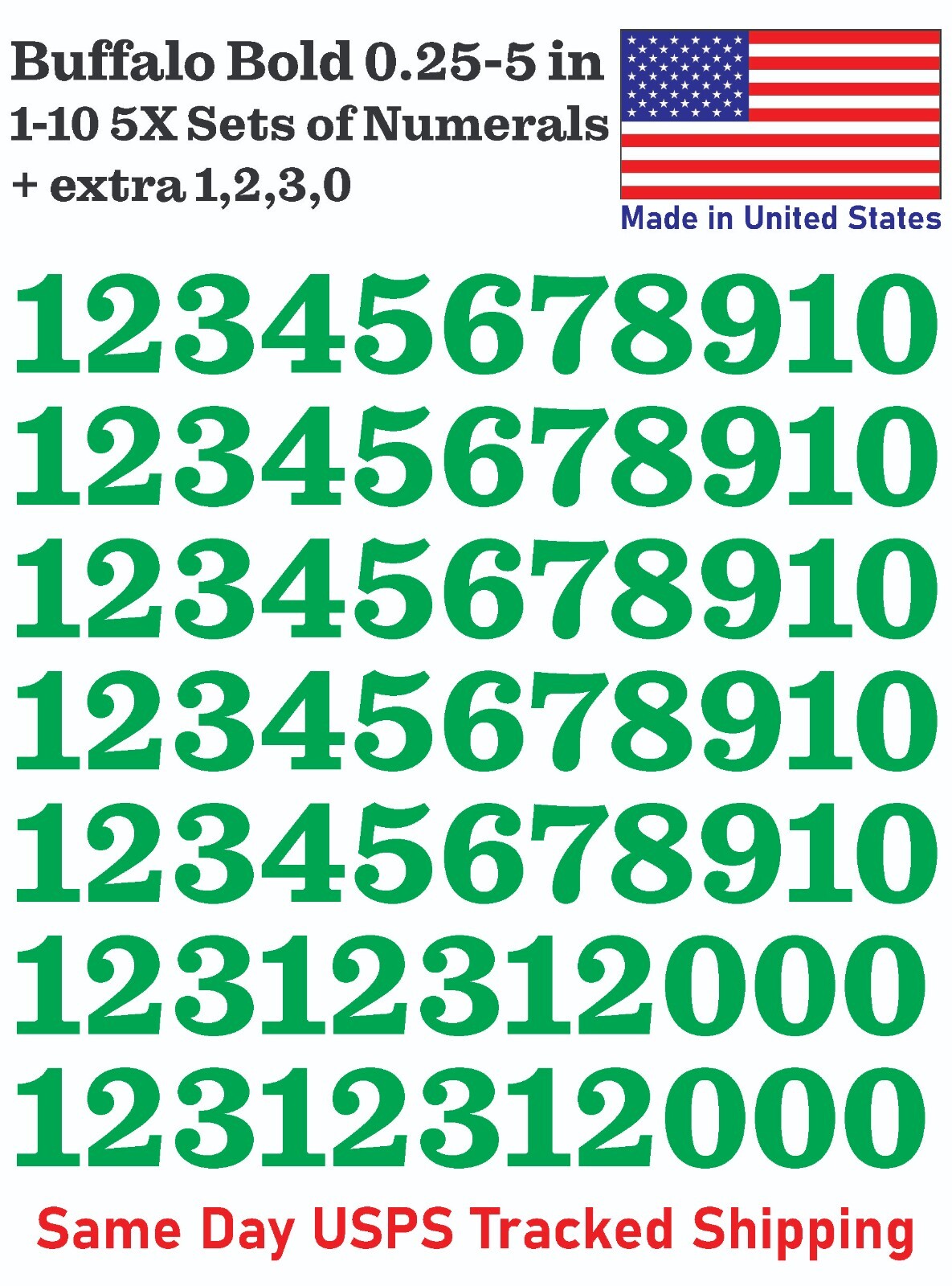 5X 0-10 80+ Buffalo Bold Decal Sticker Numbers – for Mailbox, Address, Lockers
