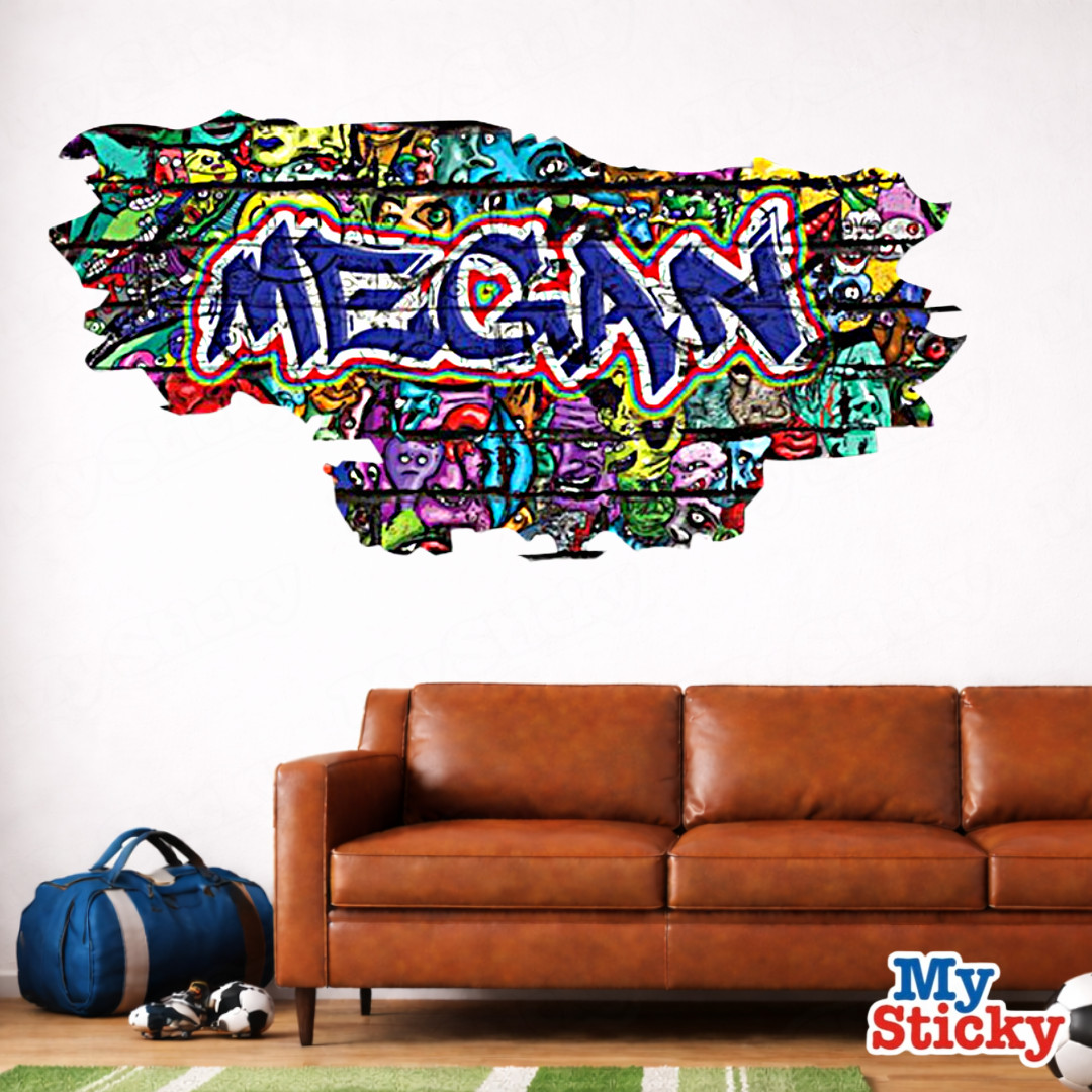 Personalized Graffiti Name Wall Decal Custom Bedroom Wall Sticker Mural Decor