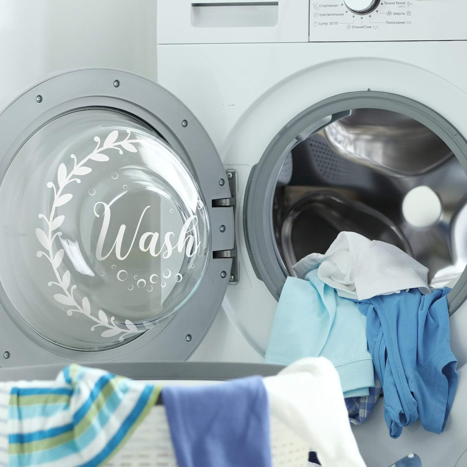 4 Pieces Wash and Dry Decal Sticker Quote Wash Dry Vinyl Laundry Stickers Machin
