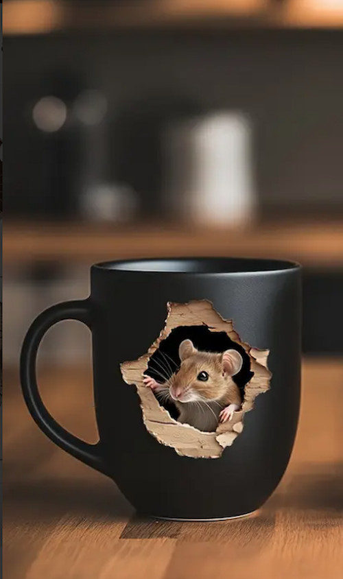 Realistic Brown Cute Mouse C Rat Rodent Wall Sticker Realistic Decal Kitchen