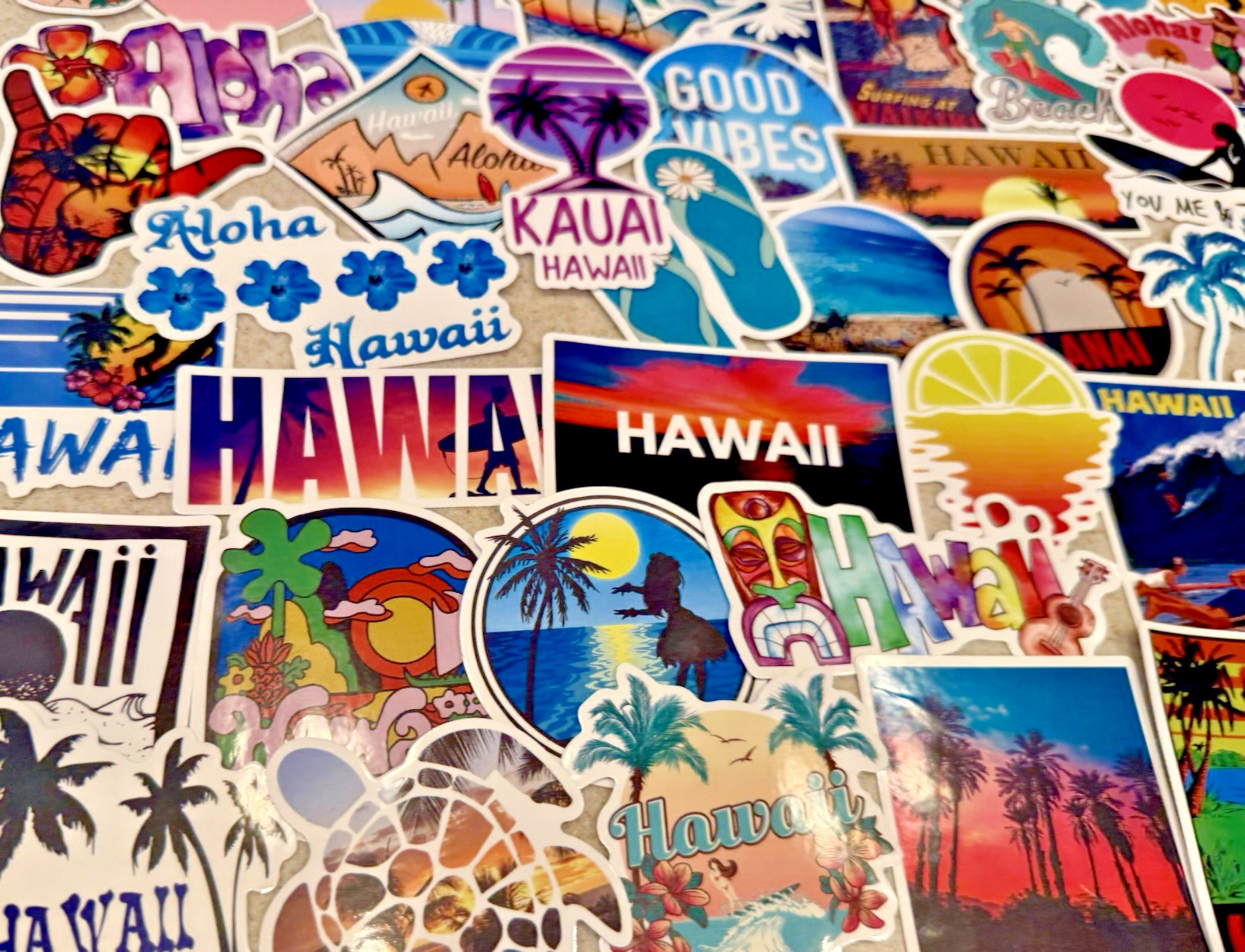 Hawaii, Surfing, Summer, Travel Stickers/Decals, NEW, Pick Your Pack of 50or100