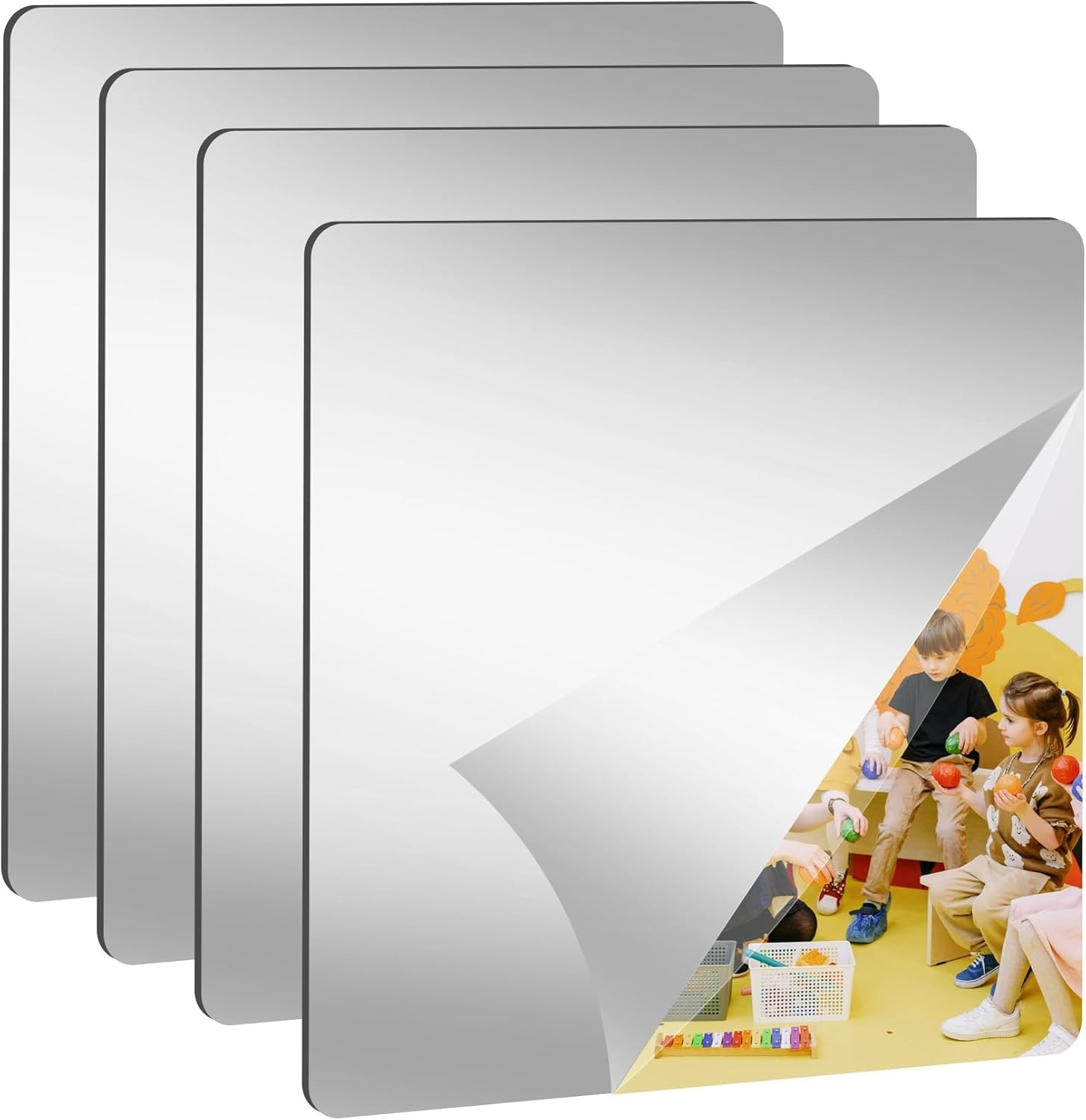 Abyssaly Mirror Stickers for Walls 10 Packs Self Adhesive Stick on Mirrors Tiles