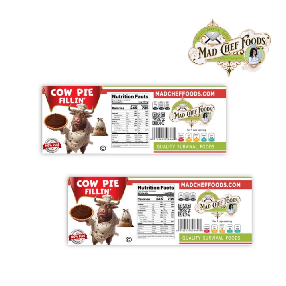 FUNNY Festive Cow Pie Filling Soup Can Label STOCKING STUFFER Joke Gag Gift 2PK