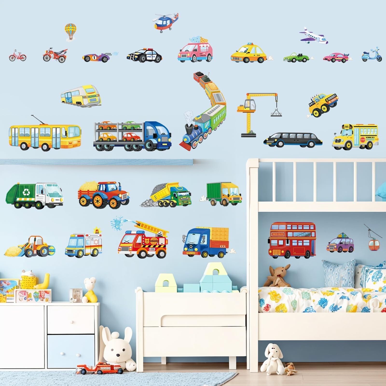 wondever Transport Car Wall Stickers Truck Construction Vehicles Wall Art Dec…