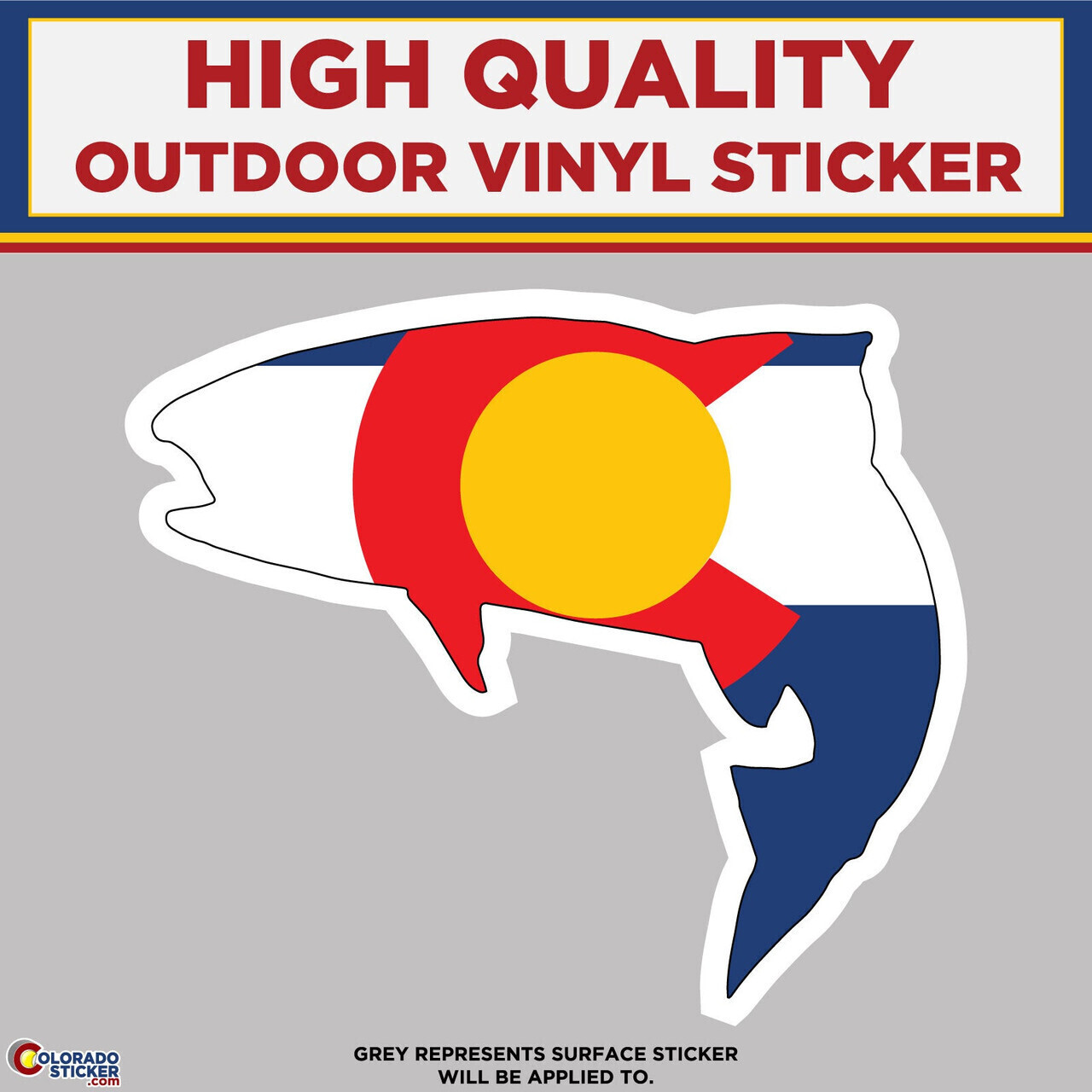 Trout Fish with Colorado Flag, High Quality Vinyl Stickers
