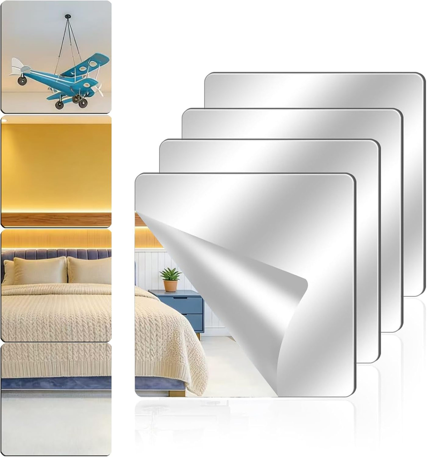 Acrylic Wall Mirrors 8×8 Inch Self Adhesive Square Tiles for Bedroom Home Gym