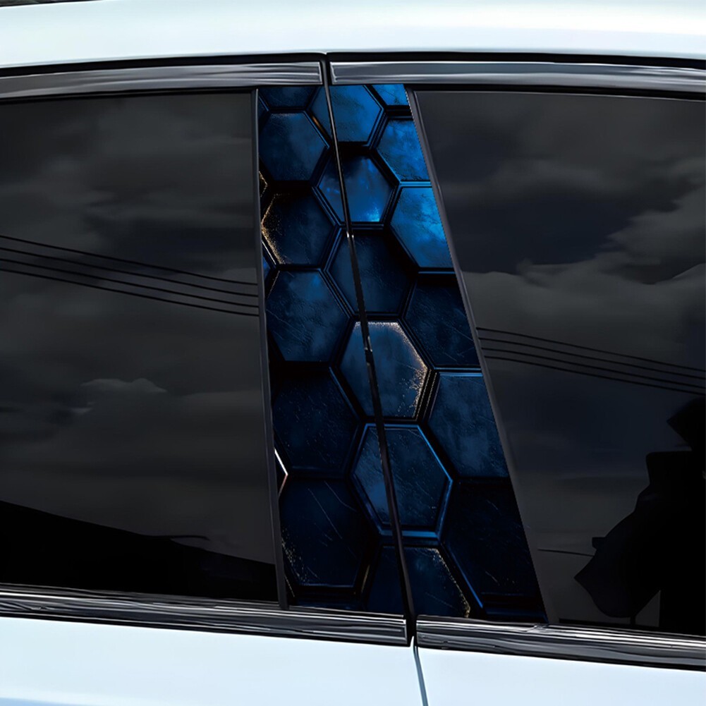 2Pcs Vinyl Car Stickers Waterproof Sun Protection Scratch Cover B-Pillar Sticker