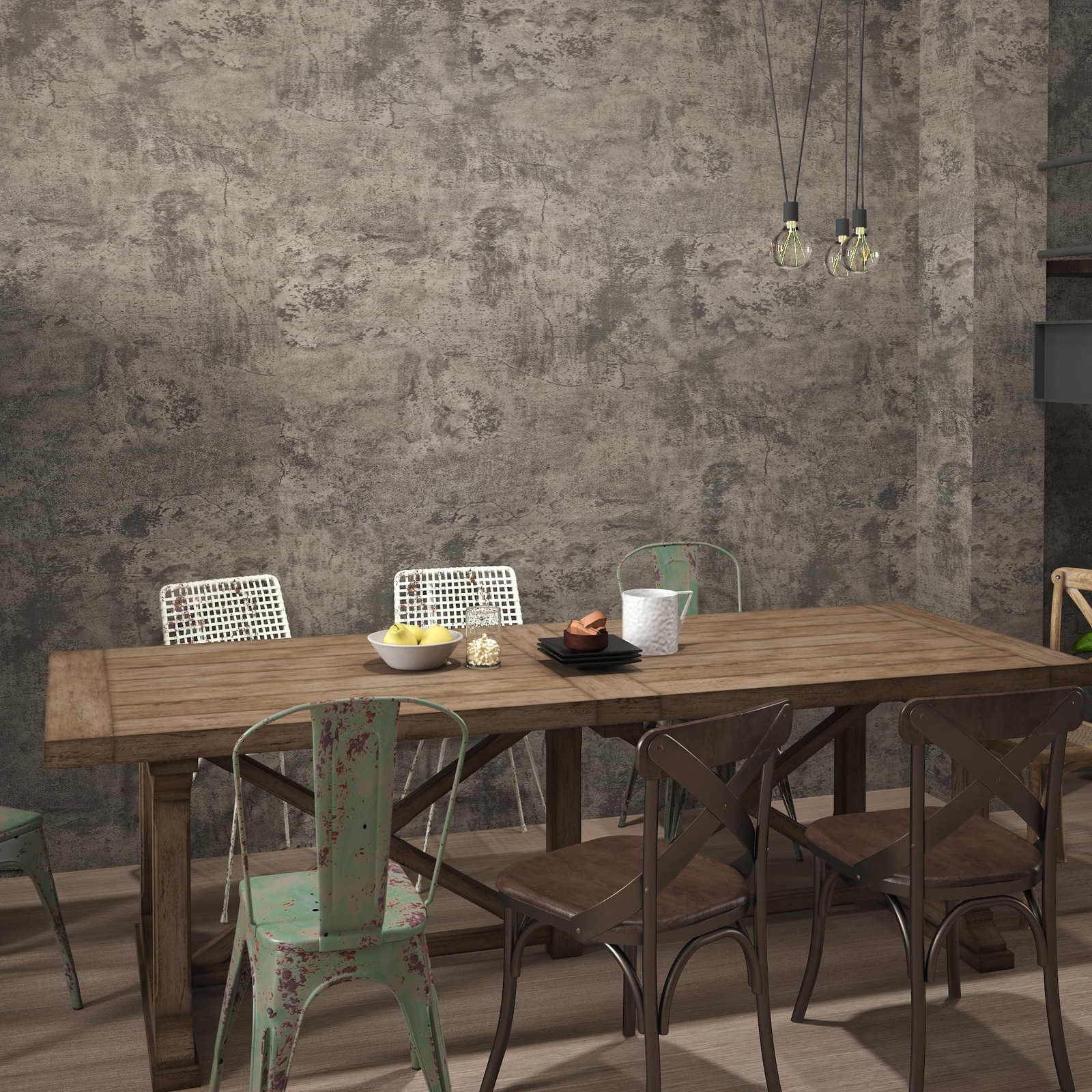16"×591" Light Brown Grey Concrete Wallpaper Peel and Stick 3D Industrial Cem…