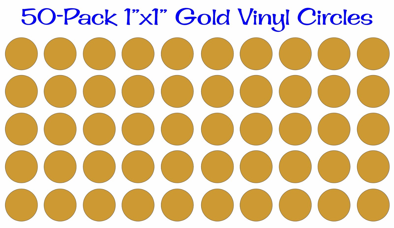 50 pack – 1"x1" Round Gold Vinyl Stickers / Decals Circles Polka Dots Die Cut