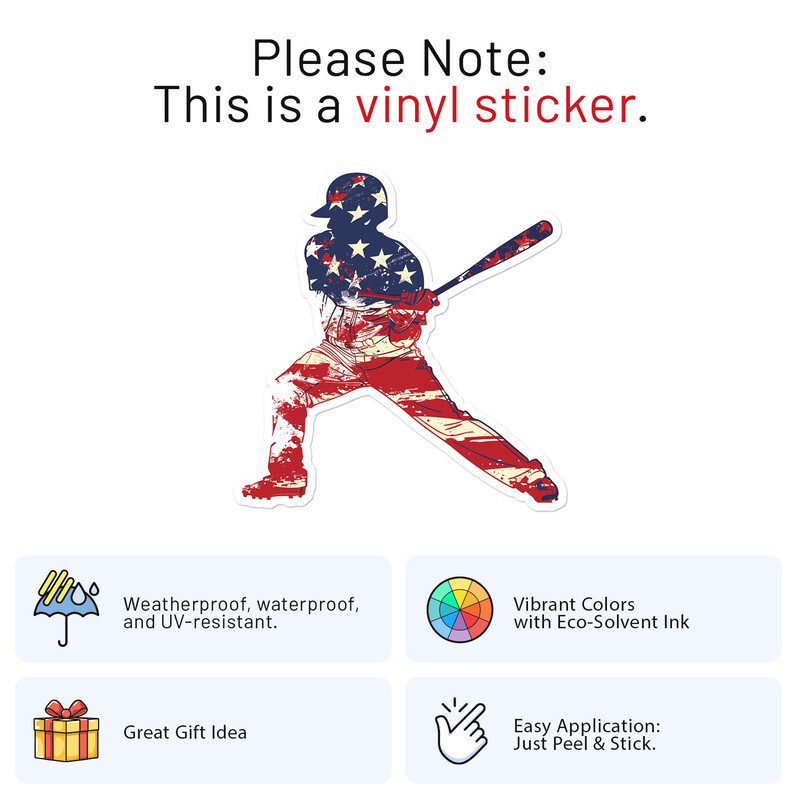 Patriotic American Flag Baseball Car Bumper Sticker Watherproof Vinyl Decal