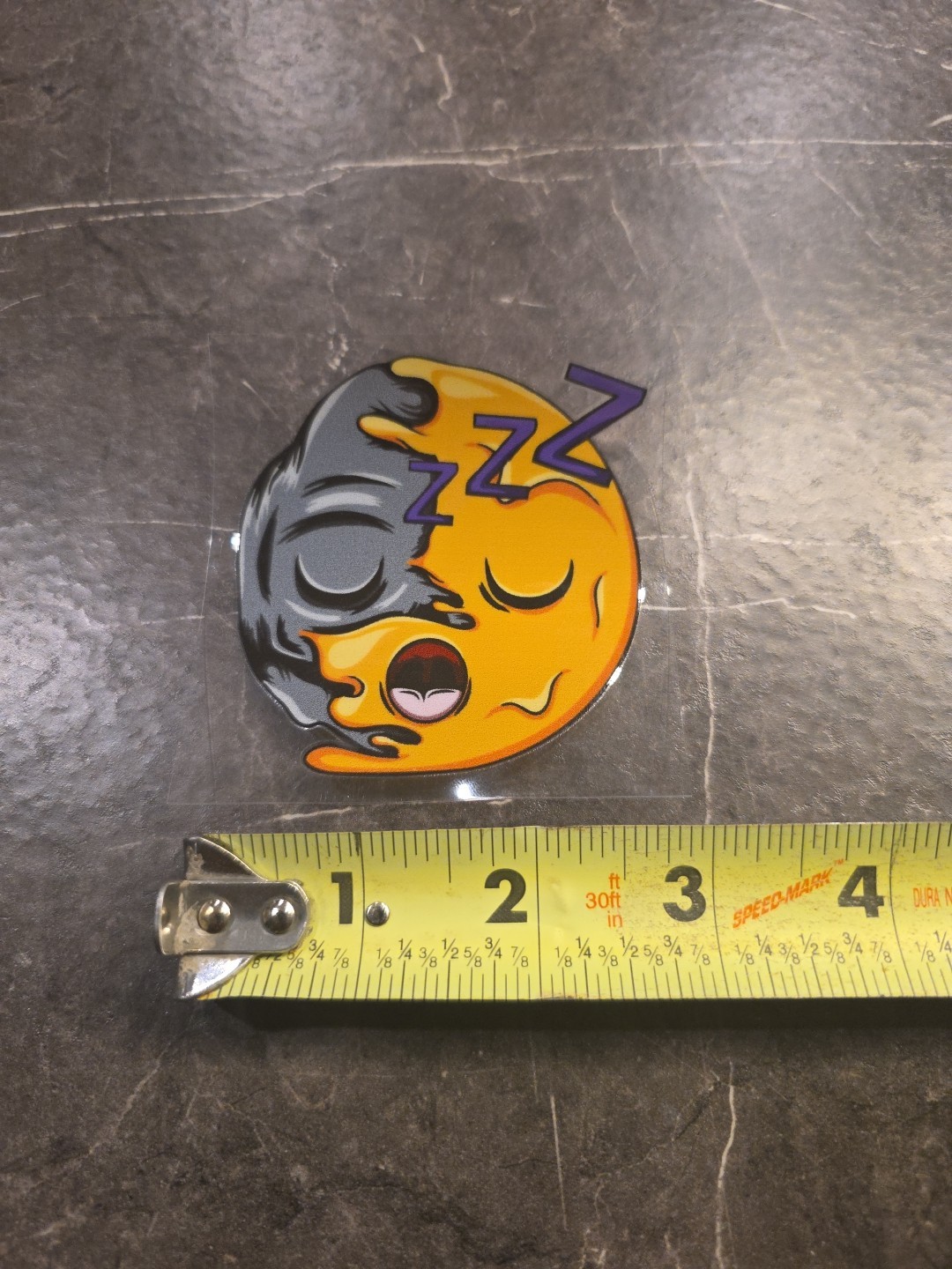 Sleeping Zombie Smiley Face Split UVDTF Decal Sticker Full Color Waterproof