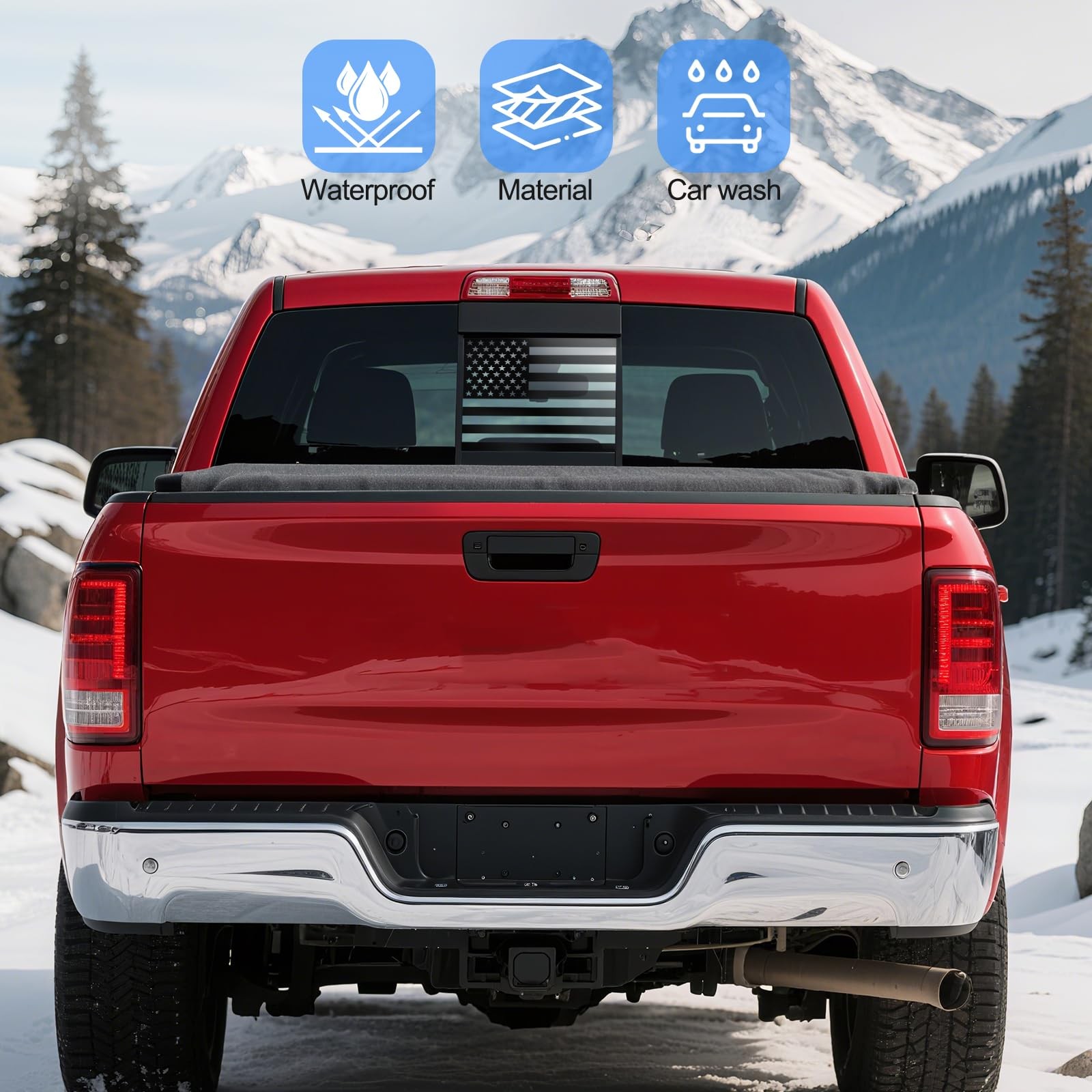 Rear Middle Window Decals Compatible with Chevy Silverado/GMC Matte Black