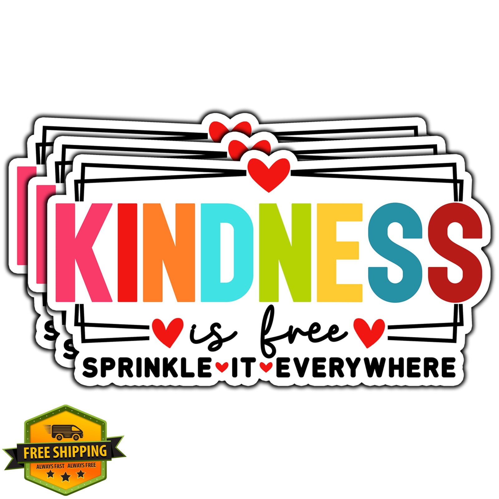 LOREARA Kindness Is Free sticker 3×1.6"