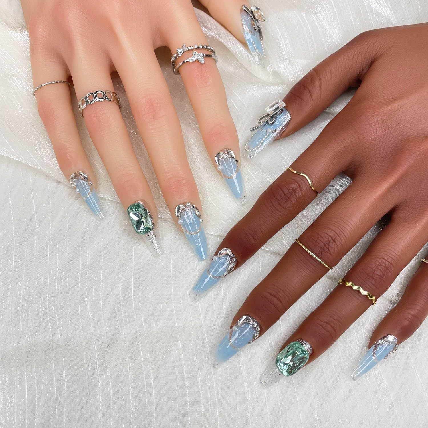 GGDDSHA Handmade Press On Nails, Luxury &Custom Fake Nails 3D Handmade Reusable