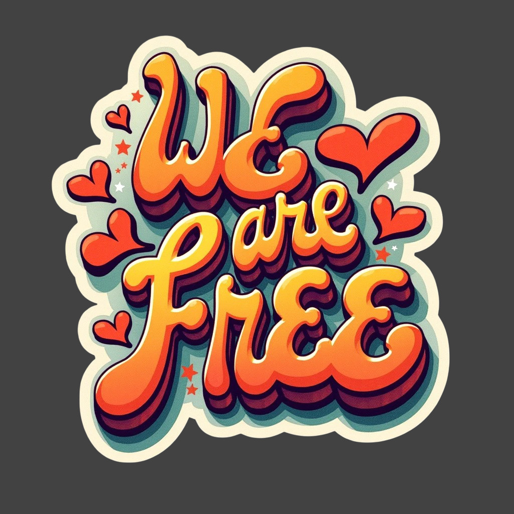 We Are Free Sticker Vinyl Decal Vintage Groovy Freedom Patriotic USA