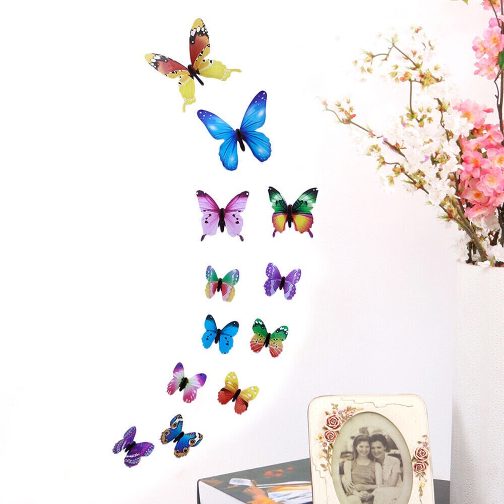 12 Butterflies for Wall Art/Stickers Multicolored/Colored Butterfly Decals-GIFT!