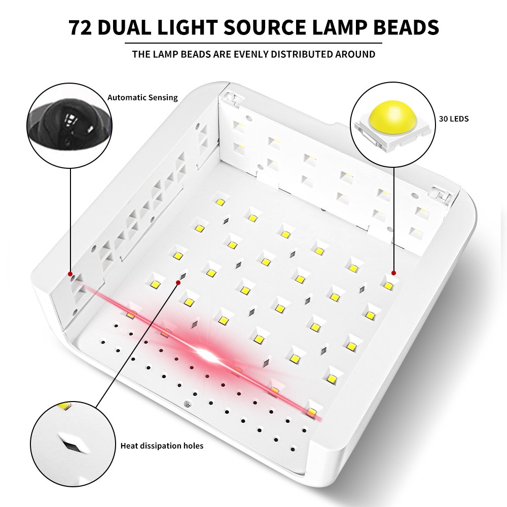 UV Led Nail Lamp For Gel Nail Polish Press On Nails Curing, Large UV Nail Light