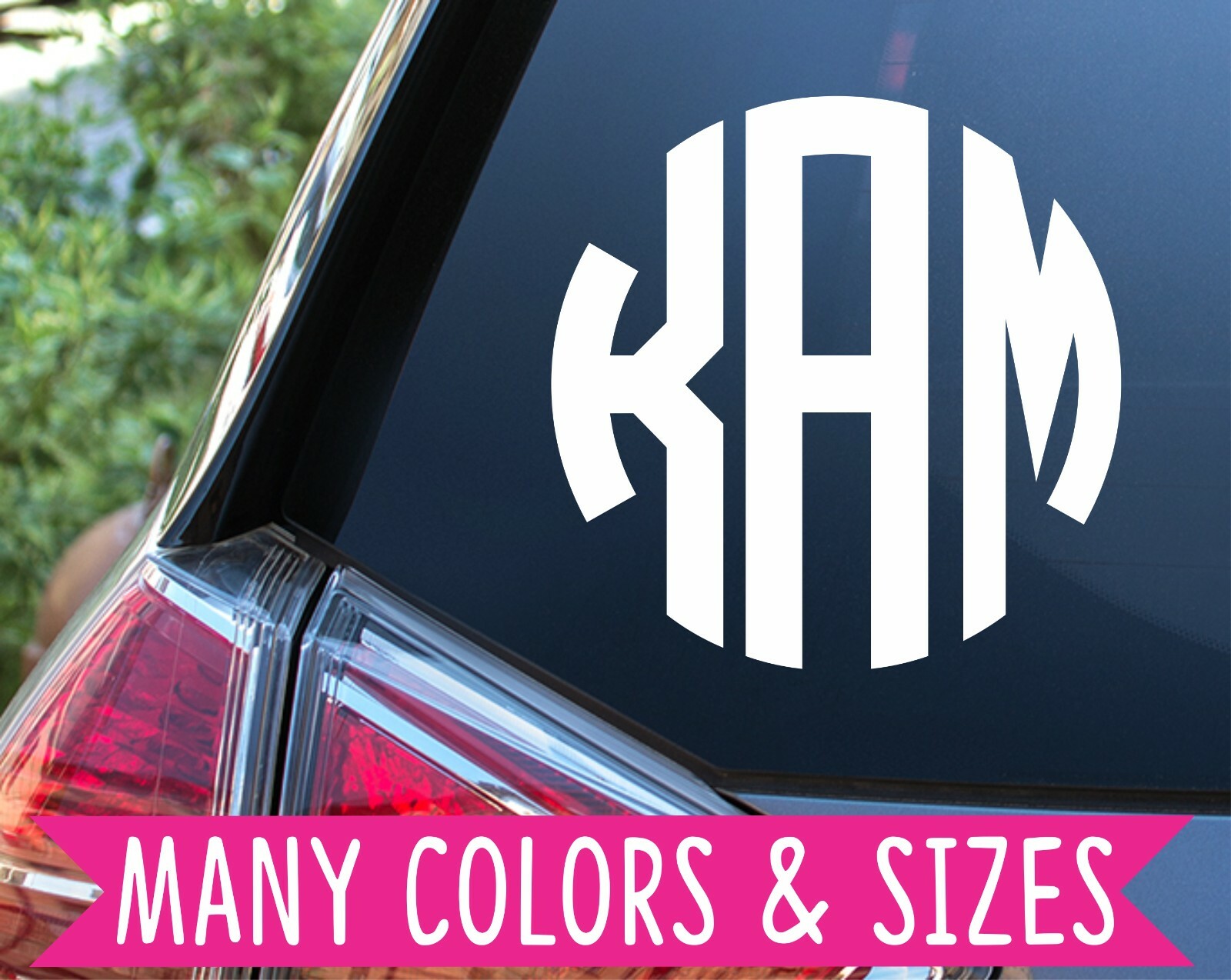 Custom Name Initial Monogram Circle Car Truck Van Planner Vinyl Decal Sticker