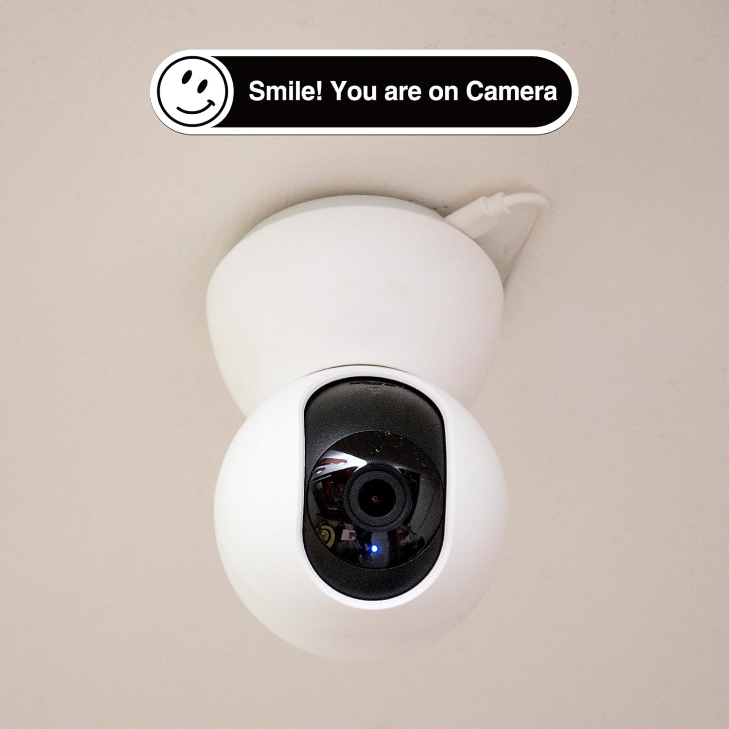 12 Pcs Smile You'Re on Camera Signs Stickers, 8 X 5Cm and 13 X 3Cm Self-Adhesive